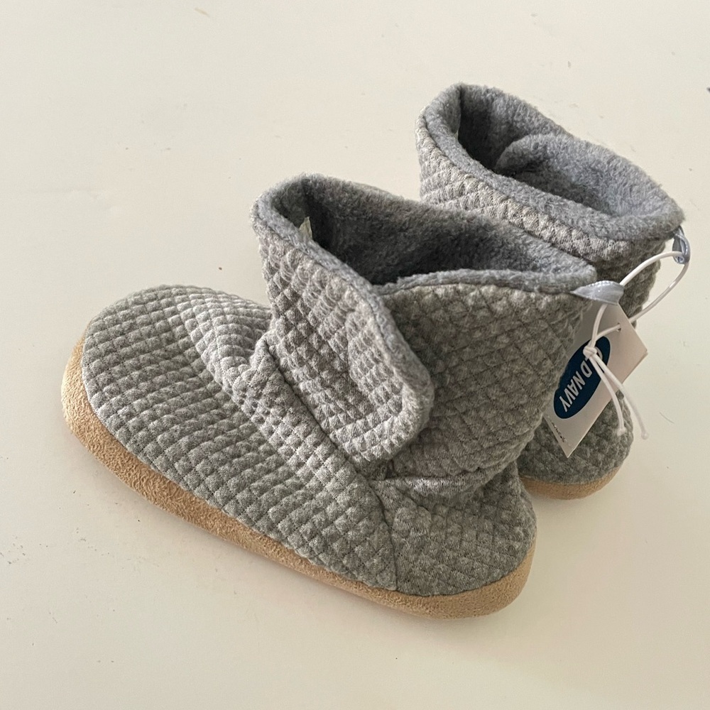 Old Navy Little Girls heather gray quilted jersey house indoor BOOTS Size L 11